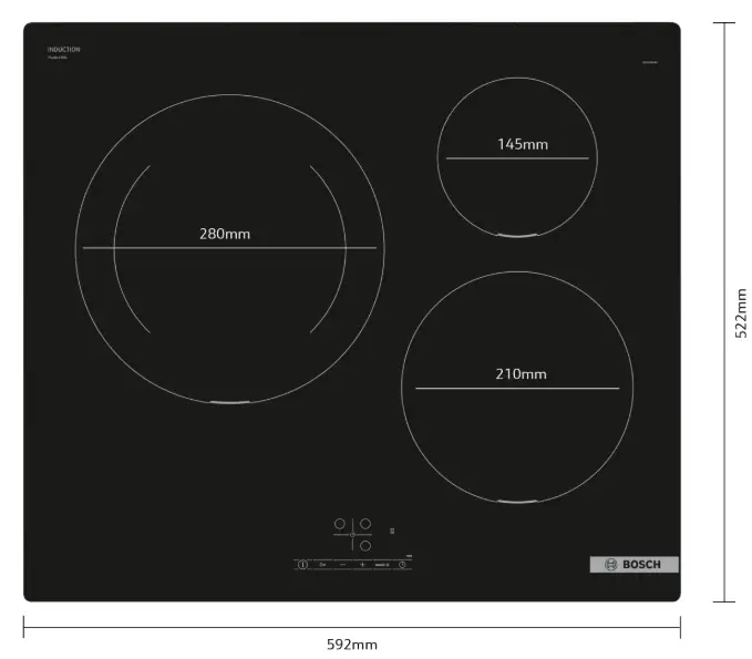 Table de cuisson induction 3 foyers Bosch
